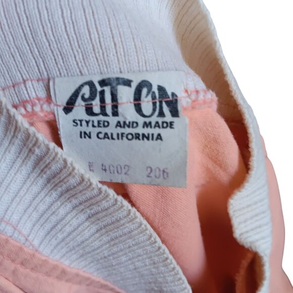 Wome'ns Small Vintage Bomber Jacket 70's Put On Peach Pink Ribbed Collar & Cuffs - Picture 4 of 10